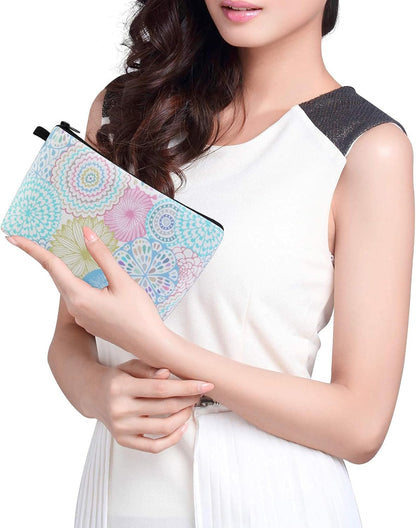 MAGEFY Small Makeup Bag, Portable Travel Cosmetic Bag Zipper Pouch Waterproof Makeup Pouch Multifunctional Small Bag for Women (1 pack, dark blue flower 0179)