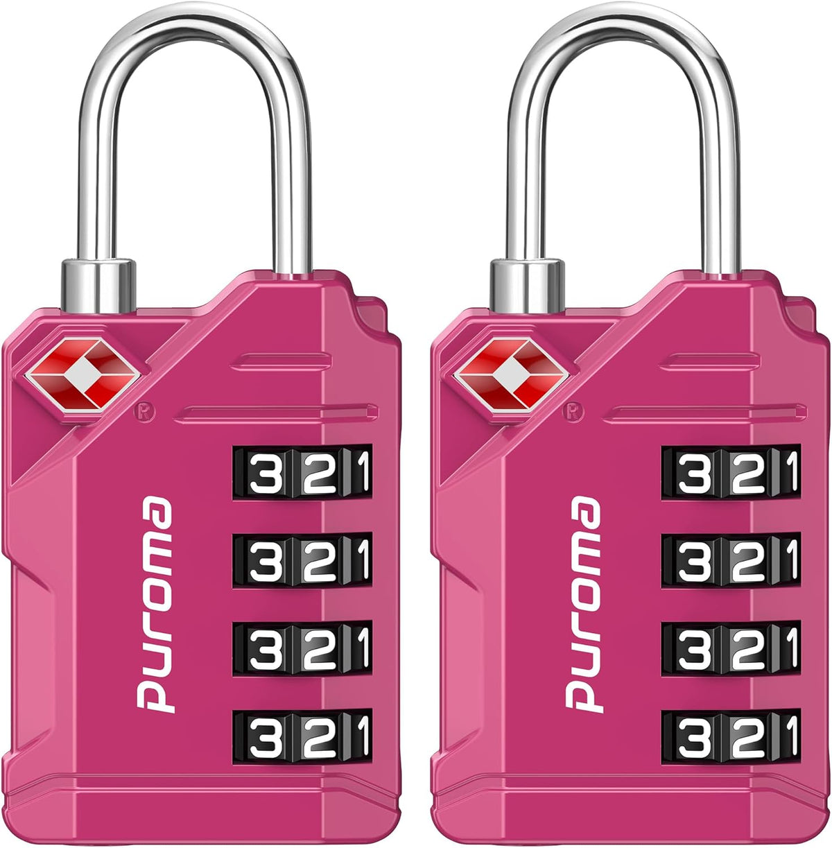 Puroma TSA Approved Luggage Locks, 2 Pack 4 Digit Resettable Travel Combination Code Lock with Zinc Alloy Body for Suitcase, Backpack, Laptop Bag, Gym Locker, Toolbox (Orange)