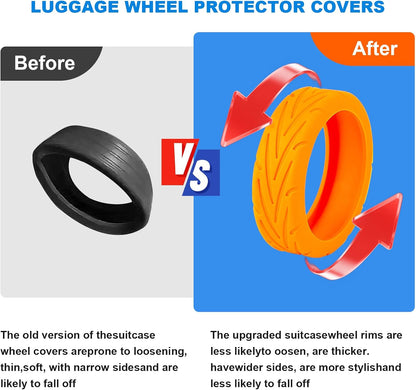 16Pcs Luggage Wheel Covers,Silicone Suitcase Cover for 2-2.4'' Spinner Wheel, Carry On Luggage Wheels Protector,Upgrade Suitcase Wheels Protective,Essential Travel Accessories (Black)