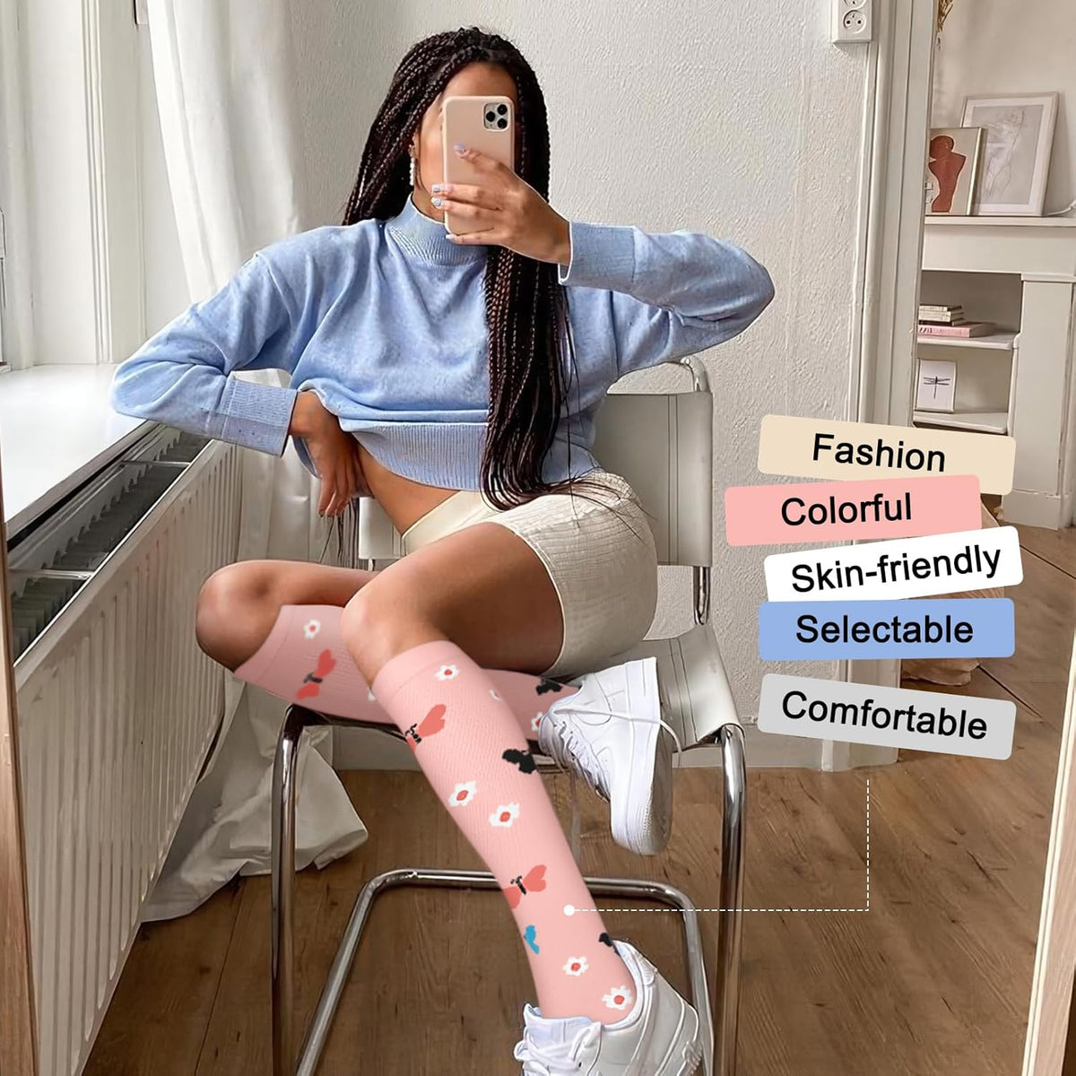 4 Pairs Compression Socks for Women Circulation-Best Support for Nurses,Running,Athletic,Travel
