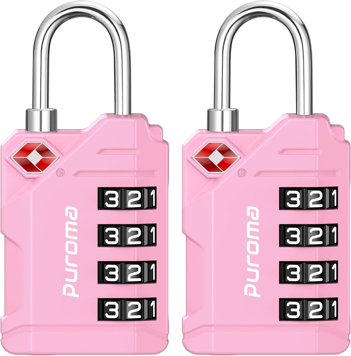 Puroma TSA Approved Luggage Locks, 2 Pack 4 Digit Resettable Travel Combination Code Lock with Zinc Alloy Body for Suitcase, Backpack, Laptop Bag, Gym Locker, Toolbox (Orange)