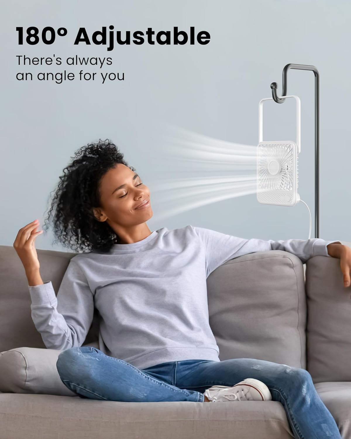 Koonie USB Desk Fan, Strong Wind Ultra Quiet Small Personal Fan with 180° Tilt Folding and 3 Speeds Adjustable, USB-C Corded Powered Mini USB Fan for Office Desktop Bedroom, NO BATTERY