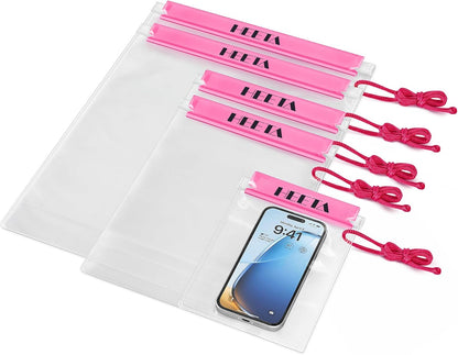 HEETA 5-Pack Clear Waterproof Dry Bag Pouch, Water Tight Cases Dry Bags Document Holder for Camera Mobile Phone Maps, Kayaking Boating