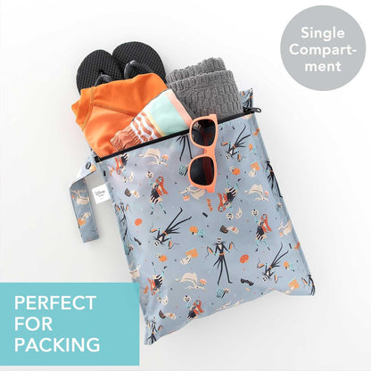 Bumkins Waterproof Wet Bag for Baby, Travel, Swim Suit, Cloth Diapers, Pump Parts, Pool, Beach, Gym Clothes, Toiletry, Hook to Stroller, Daycare, Zipper Reusable Wetdry Packing Pouch, Jungle