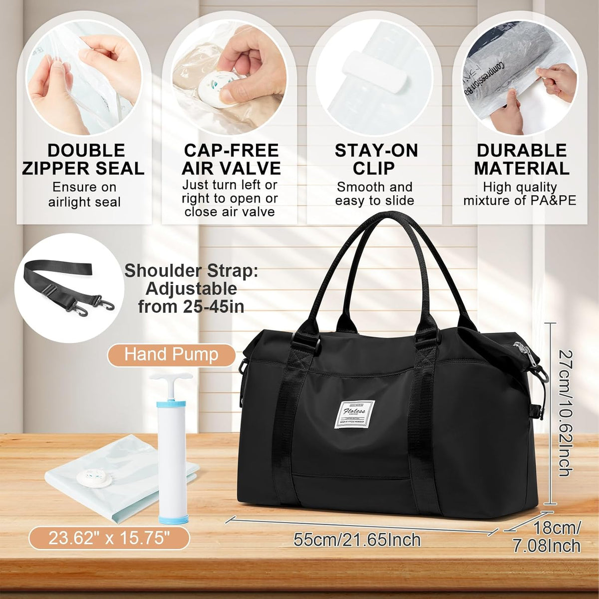 Travel Duffel Bag, Sports Tote Gym Bag, Shoulder Weekender Overnight Bag for Women - Colors A
