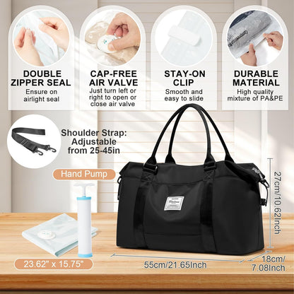 Travel Duffel Bag, Sports Tote Gym Bag, Shoulder Weekender Overnight Bag for Women - Colors A