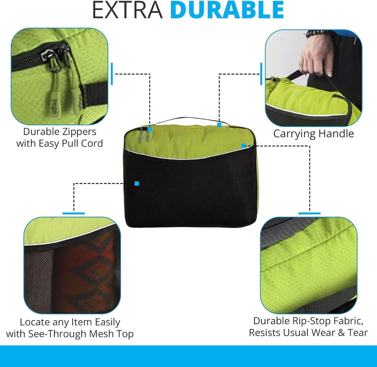bago 7 Pcs Packing Cubes for Travel - 4 Travel Packing Cubes for Suitcases with 3 ZipLock Bags - Luggage Organizer Bags to Get Maximum Storage, Save Time & Effort to Pack (Green Red PurpleYellow)