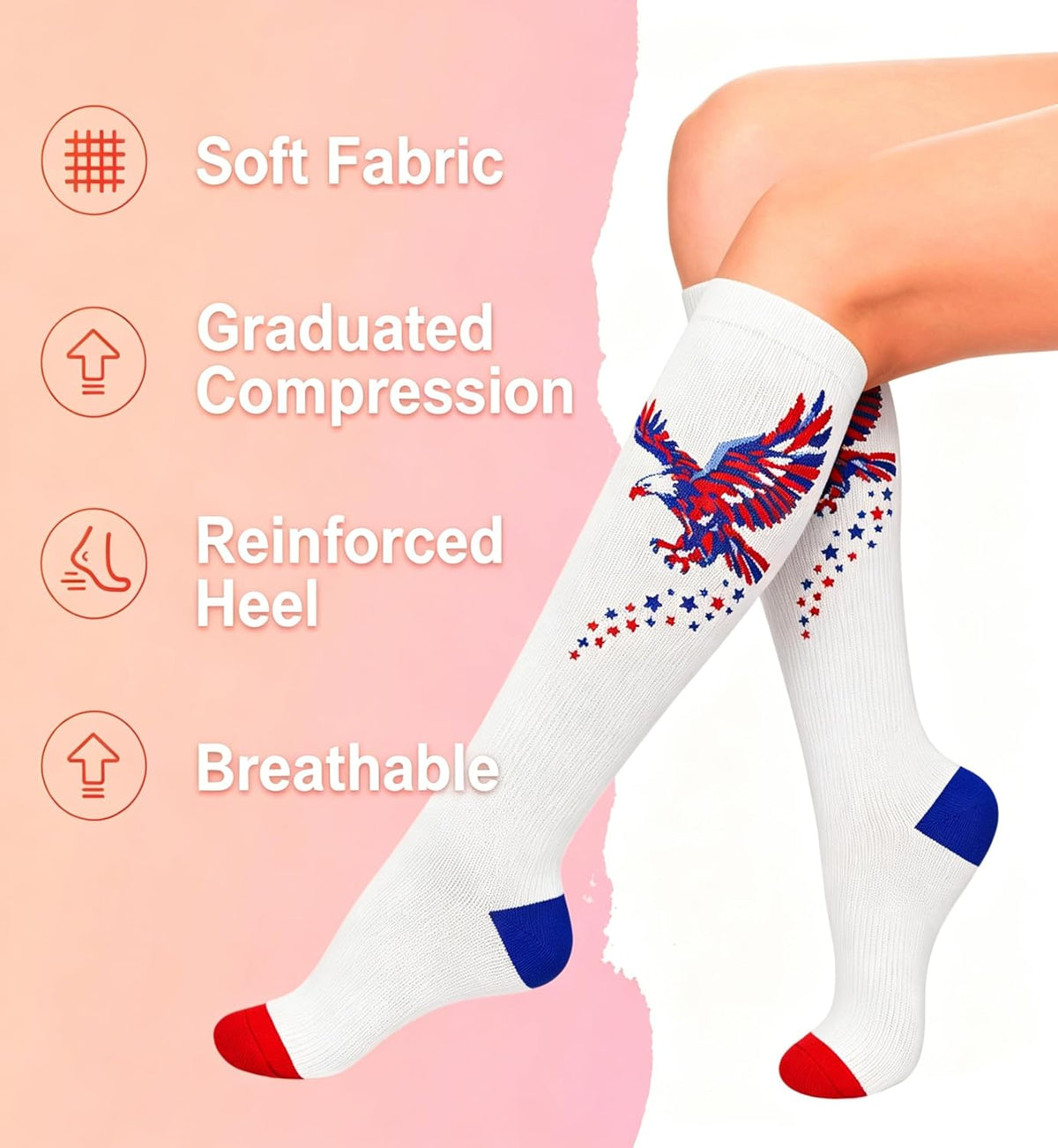 4 Pairs Compression Socks for Women Circulation-Best Support for Nurses,Running,Athletic,Travel