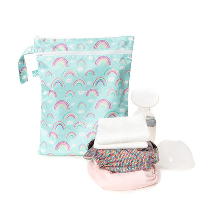 Bumkins Waterproof Wet Bag for Baby, Travel, Swim Suit, Cloth Diapers, Pump Parts, Pool, Beach, Gym Clothes, Toiletry, Hook to Stroller, Daycare, Zipper Reusable Wetdry Packing Pouch, Jungle
