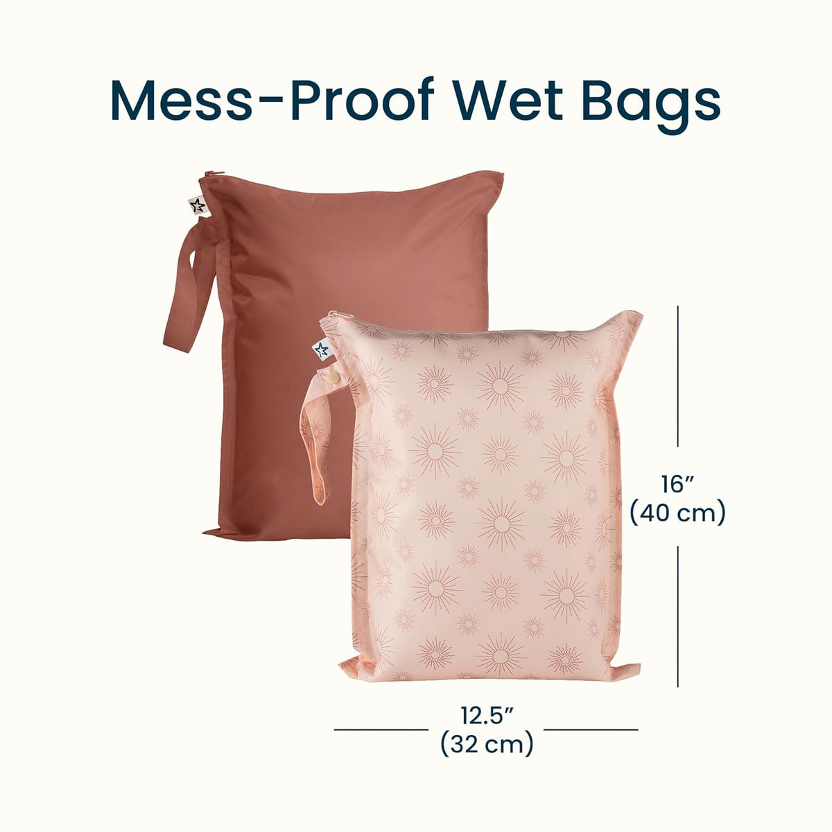 Tiny Twinkle Mess Proof Wet Bags | Reusable Waterproof Wet Bags for Swimsuits | Baby Clothes | Travel & Diaper Bag (Pink, Brown Checkers) - Colors A