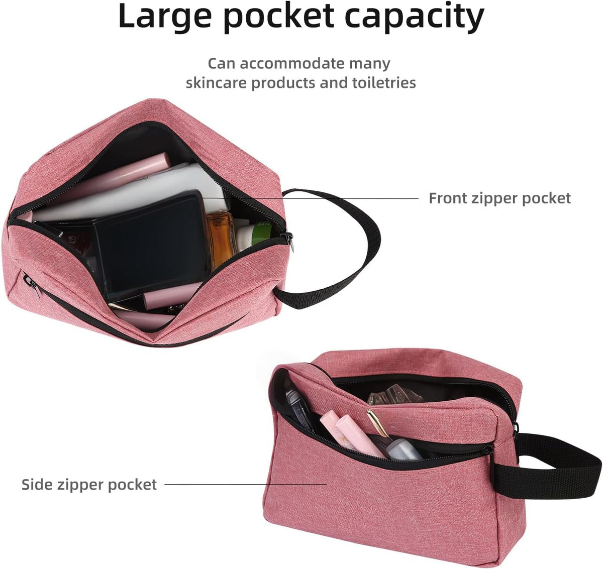 Icramsy Travel Toiletry bag Toiletry bag for women men Hanging Cosmetic bag Travel accessories for Women Men (Black)