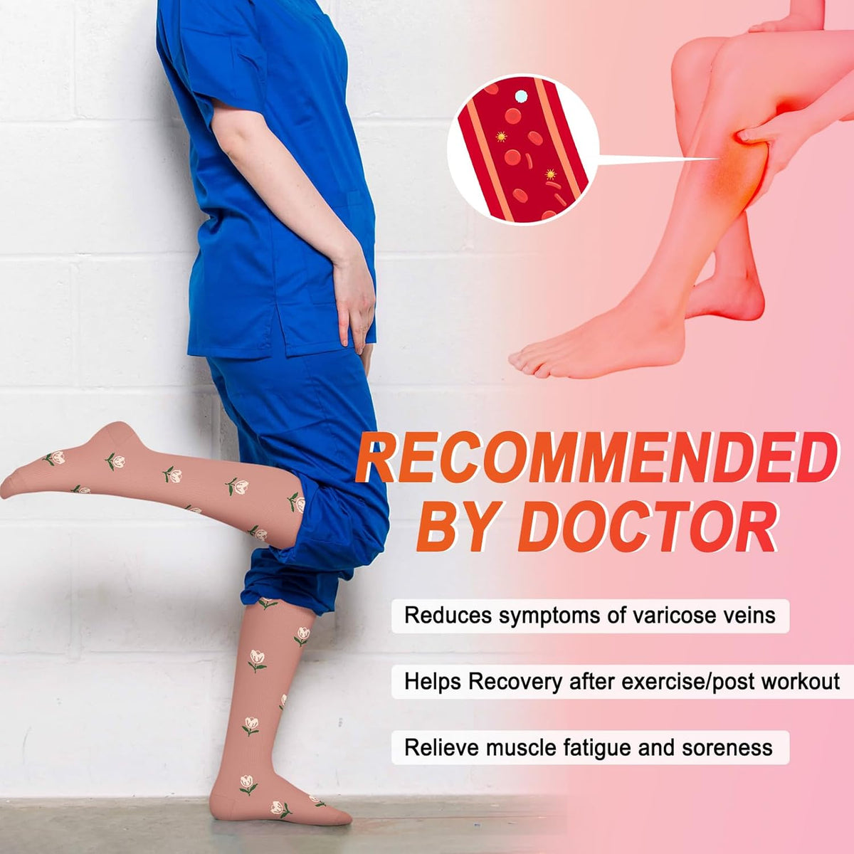 4 Pairs Compression Socks for Women Circulation-Best Support for Nurses,Running,Athletic,Travel