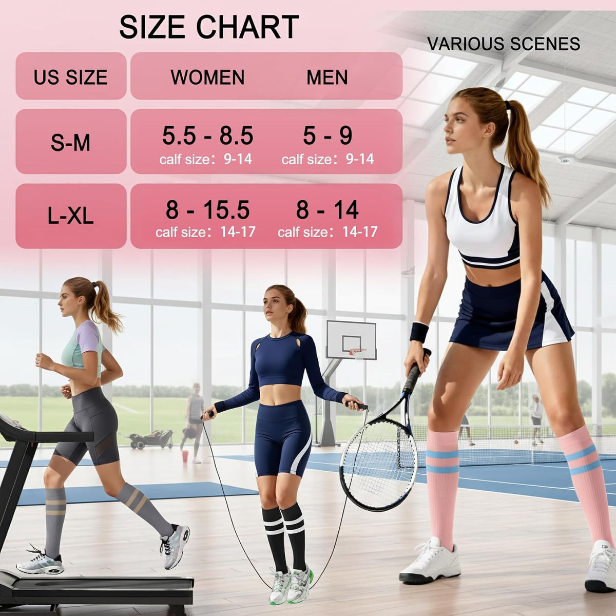 4 Pairs Compression Socks for Women Circulation-Best Support for Nurses,Running,Athletic,Travel