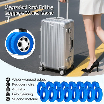 16-Pack Luggage Wheel Covers, Luggage Wheel Protector Covers for 2-2.4 inches Wheels Suitcases，Anti-Scratch & Noise Reduction Design, Silicone MaterialDurable Travel Case Accessories.