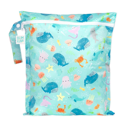 Bumkins Waterproof Wet Bag for Baby, Travel, Swim Suit, Cloth Diapers, Pump Parts, Pool, Beach, Gym Clothes, Toiletry, Hook to Stroller, Daycare, Zipper Reusable Wetdry Packing Pouch, Jungle