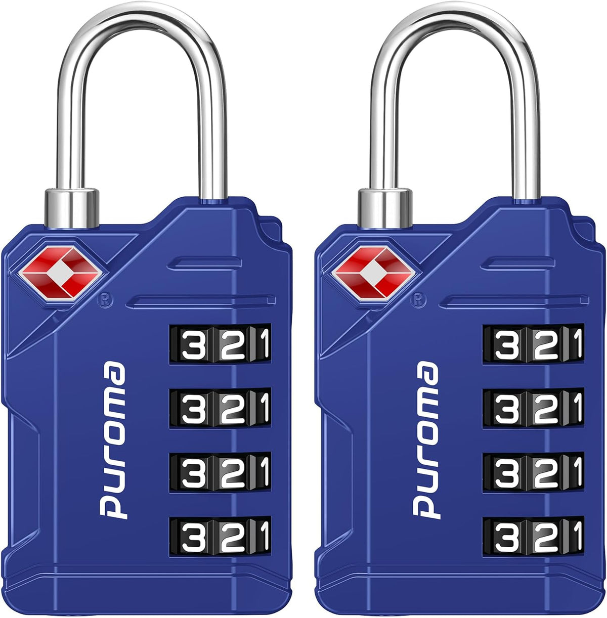 Puroma TSA Approved Luggage Locks, 2 Pack 4 Digit Resettable Travel Combination Code Lock with Zinc Alloy Body for Suitcase, Backpack, Laptop Bag, Gym Locker, Toolbox (Orange)