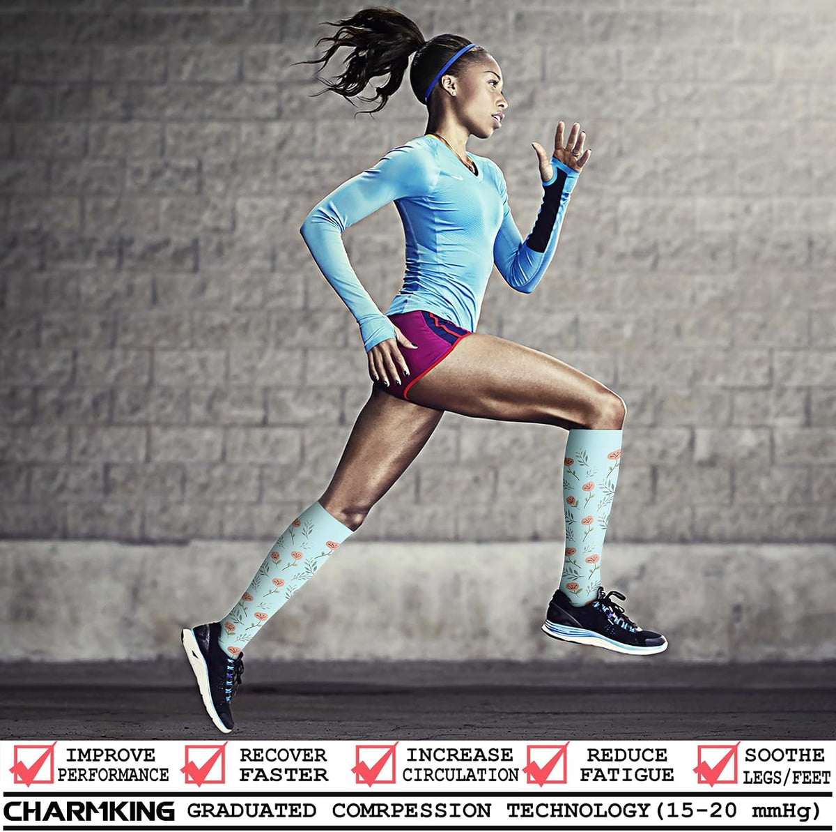 CHARMKING Compression Socks for Women & Men Circulation (8 Pairs) 15-20 mmHg Best Calf Socks Support for Athletic Cycling - Colors B