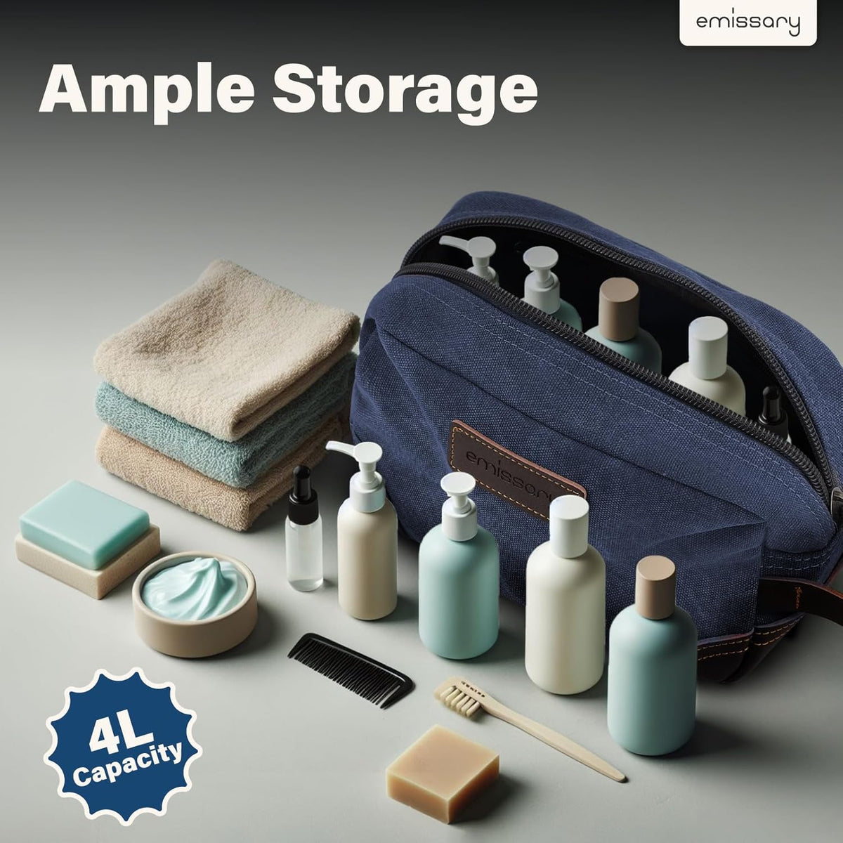 emissary Toiletry Bag for Men, Canvas Travel Toiletry Bag Men's Dopp Kit, Water-resistant Bathroom Bag Mens Shaving Kit, Travel Kit Small Bags, Shaving Bag, Toiletry Bags