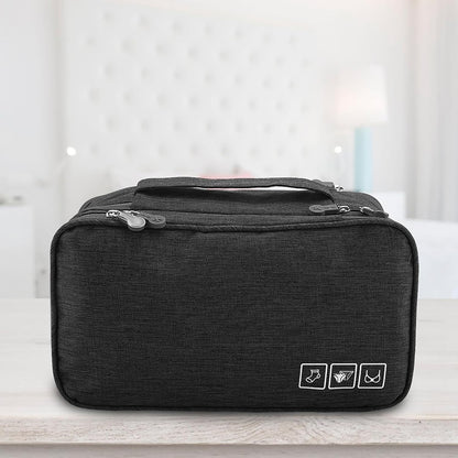 Milltrip Travel Underwear Bag, Waterprof Portable Storage Case with Multiple Layers & Pockets for Bras, Socks, Underwear, USB Cables, Compact Travel Bra (Gray)