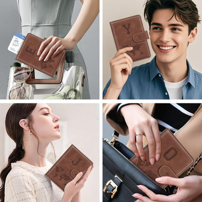Passport Holder Cover Initail Letter A-Z Travel Wallet 3D Embossed Design RFID Blocking Card Holder Personalized Gift Passport Cover Wallet, Passport Book Holders for Women and Girls, Pink-A