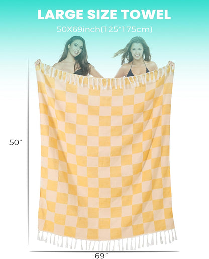 Antfuny Turkish Beach Towels Vacation Essentials Quick Dry Sand Free Oversized Bath Pool Swim Towel Extra Large XL Blanket Adult Travel Cruise Accessories Must Haves Clearance Stuff Necessities - Colors A