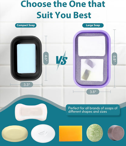 Quatish Compact Leakproof Travel Soap Case, Silicone Soap Box with Draining Layer, Enhanced Soap Container, Suitable for Camping, Gym, Bathroom, Outdoor Essentials, Green