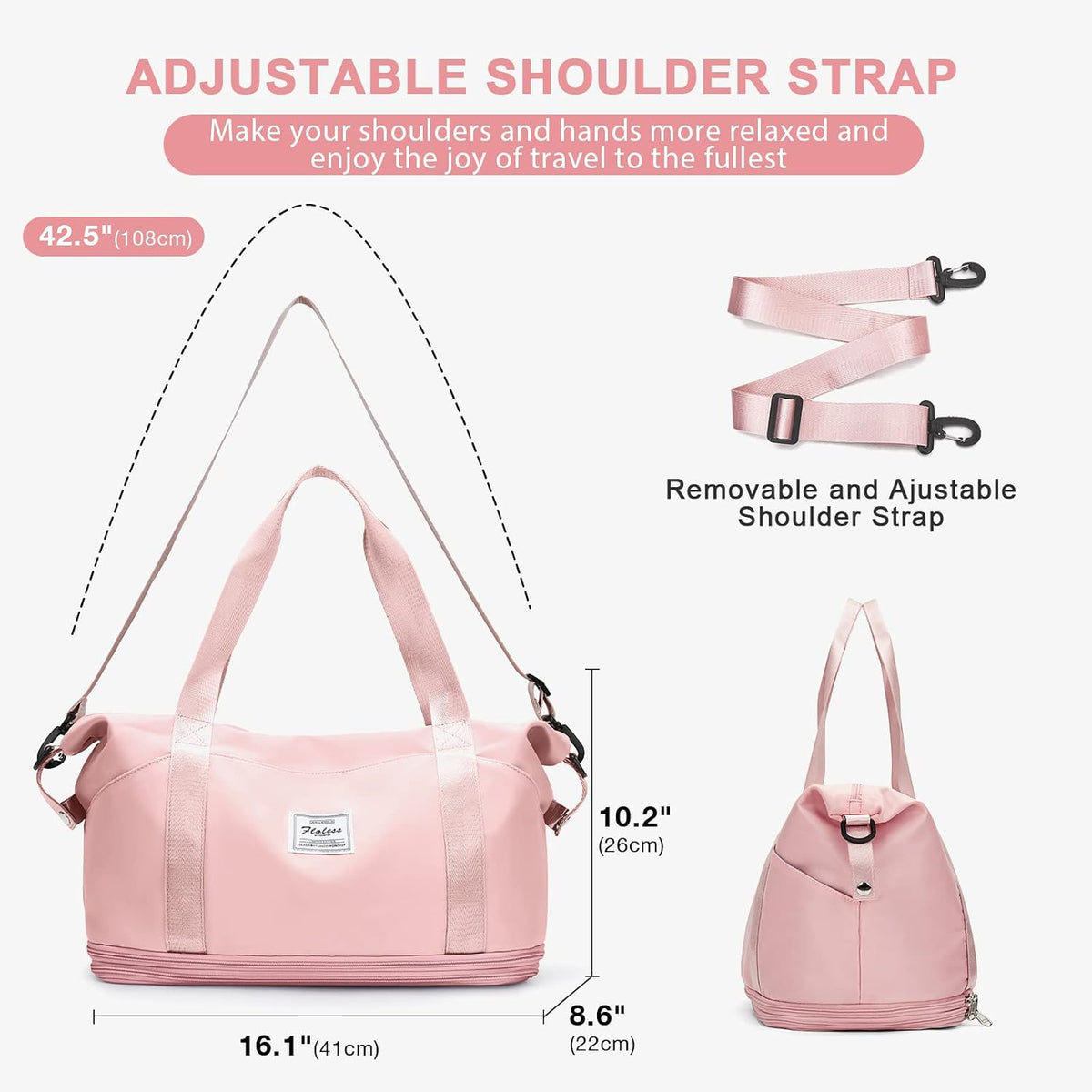 Travel Duffel Bag, Sports Tote Gym Bag, Shoulder Weekender Overnight Bag for Women - Colors B