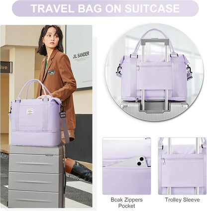 Travel Duffel Bag, Sports Tote Gym Bag, Shoulder Weekender Overnight Bag for Women - Colors A