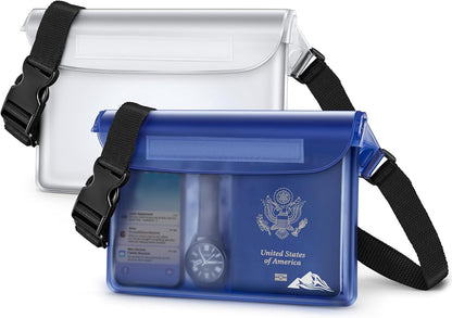 HEETA Waterproof Fanny Pack, Waterproof Pouch Dry Bag 2-Pack for Phone Passport Purse, Adjustable Waist Strap for Swimming Kayaking Boating Paddle Board Accessories Cruise Beach Camping Essentials
