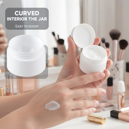 Travel Size Containers, Small Plastic Containers with Lids, 20 Gram Travel Container for Creams, Lotion, Toiletries, Makeup (4PCS Black Plastic Jars)