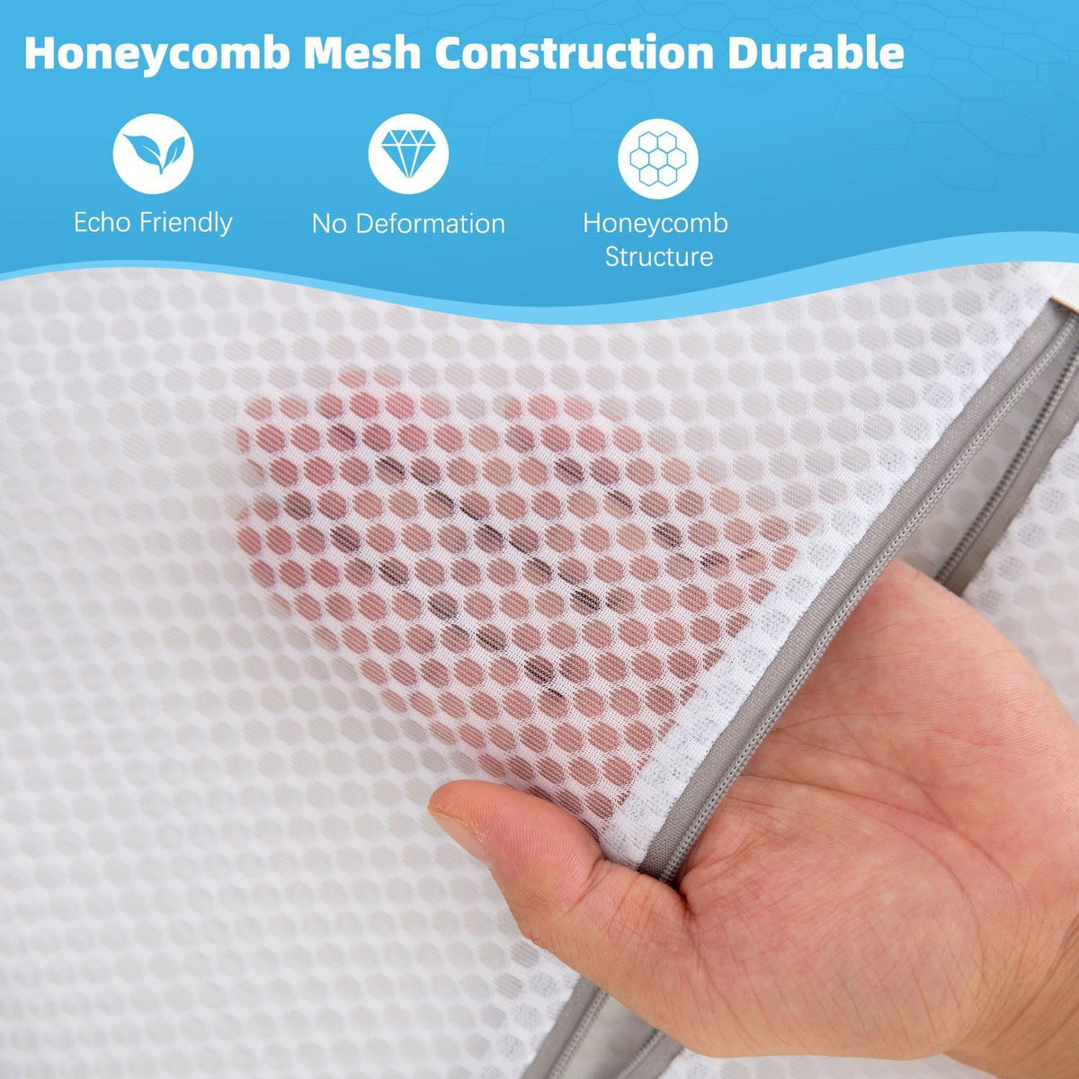 Honeycomb Mesh Laundry Bags for Delicates - 12x16 Inches Medium Washing Bags for Bras, Lingerie, Socks, Baby Clothes - Gentle Wash Protection with Zipper Closure (6)