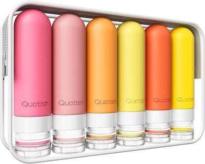 Quatish Travel Bottles for Toiletries 6 Pack, Original Patented Leakproof 3 oz Tsa Approved Travel Size Containers, BPA Free Silicone Shampoo and Conditioner Bottles, Camping Essentials