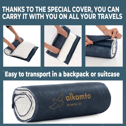 Travel & Camping Comfortable Memory Foam Pillow – Easy to Carry Portable Bag – Temperature Regulating Pillow Case