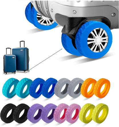 16-Pack Luggage Wheel Covers, Luggage Wheel Protector Covers for 2-2.4 inches Wheels Suitcases，Anti-Scratch & Noise Reduction Design, Silicone MaterialDurable Travel Case Accessories.