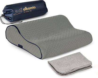 Travel & Camping Comfortable Memory Foam Pillow – Easy to Carry Portable Bag – Temperature Regulating Pillow Case