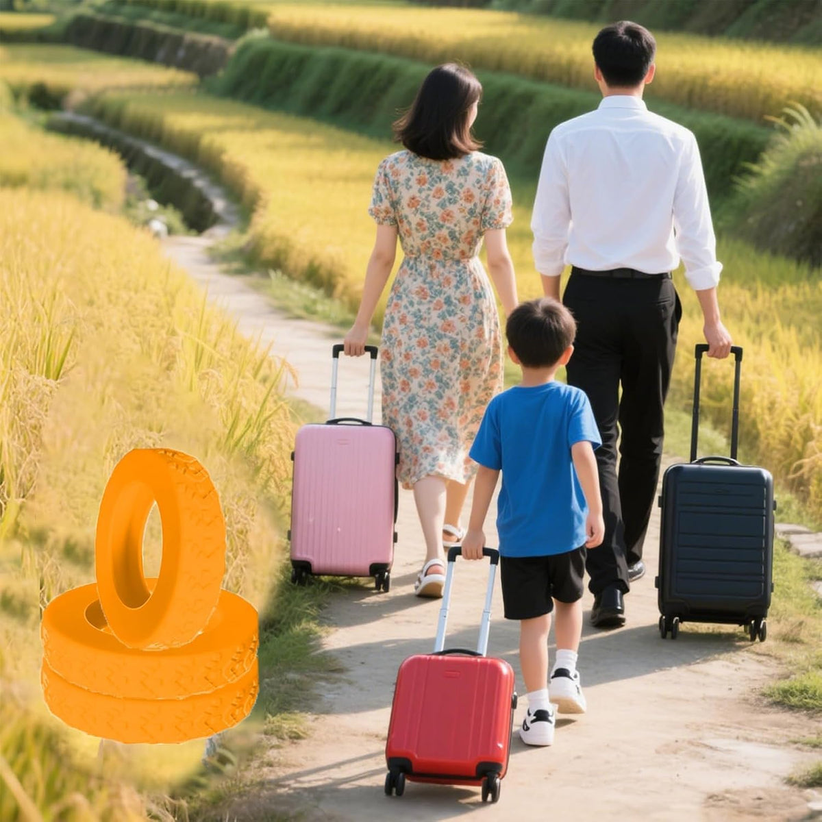 16-Pack Luggage Wheel Covers, Luggage Wheel Protector Covers for 2-2.4 inches Wheels Suitcases，Anti-Scratch & Noise Reduction Design, Silicone MaterialDurable Travel Case Accessories.