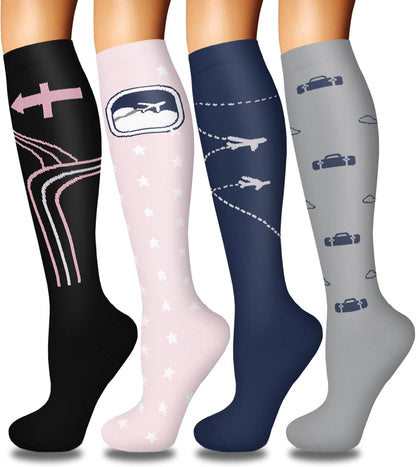4 Pairs Compression Socks for Women Circulation-Best Support for Nurses,Running,Athletic,Travel