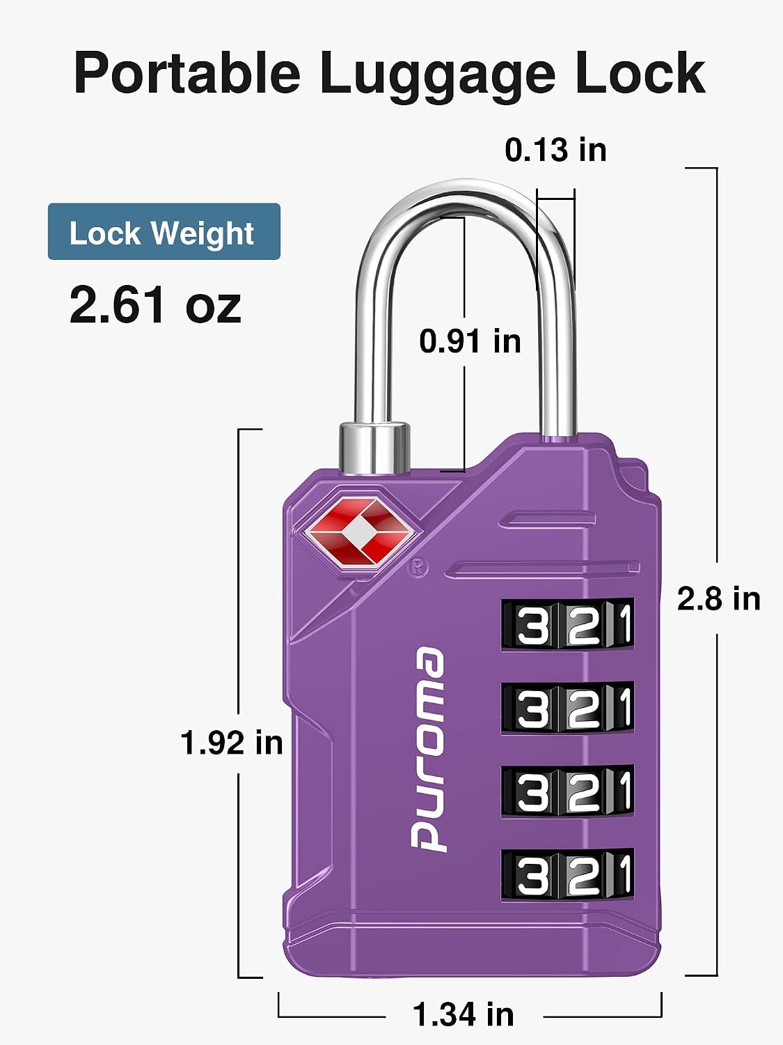 Puroma TSA Approved Luggage Locks, 2 Pack 4 Digit Resettable Travel Combination Code Lock with Zinc Alloy Body for Suitcase, Backpack, Laptop Bag, Gym Locker, Toolbox (Orange)