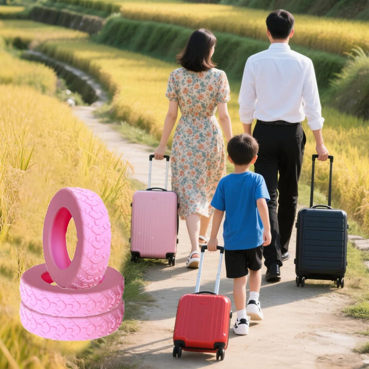 16-Pack Luggage Wheel Covers, Luggage Wheel Protector Covers for 2-2.4 inches Wheels Suitcases，Anti-Scratch & Noise Reduction Design, Silicone MaterialDurable Travel Case Accessories.