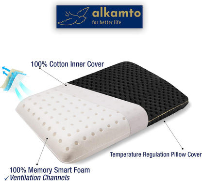 Travel & Camping Comfortable Memory Foam Pillow – Easy to Carry Portable Bag – Temperature Regulating Pillow Case