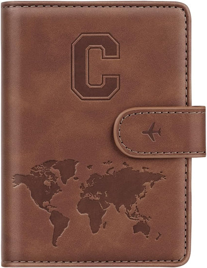 Passport Holder Cover Initail Letter A-Z Travel Wallet 3D Embossed Design RFID Blocking Card Holder Personalized Gift Passport Cover Wallet, Passport Book Holders for Women and Girls, Pink-A