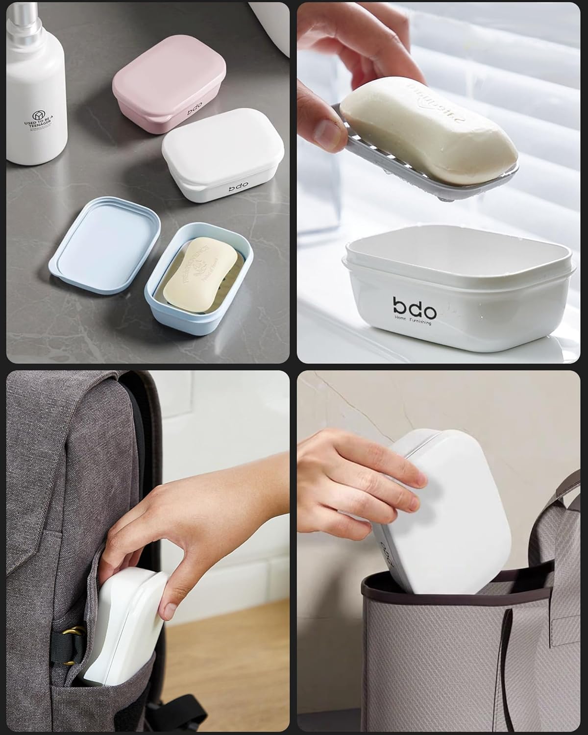 Doter Travel Soap Holder with Lid - Draining Soap Box for Shower -Compact Travel Soap Case Leak-Proof Design for Camping, Hiking, Gym & Outdoor Use | Keeps Soap Dry & Hygienic