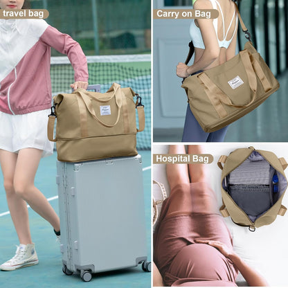 Travel Duffel Bag, Sports Tote Gym Bag, Shoulder Weekender Overnight Bag for Women - Colors A