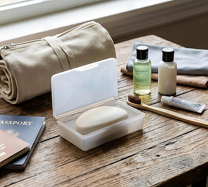 American Comb Travel Soap Box with lid - Clear White - Perfect for Traveling, Gym, or Storage. Made in The USA.