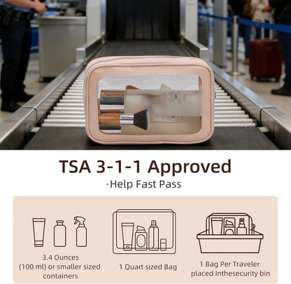 Diaper Bag Organizer Pouch Set, Clear Organizer Bags, TSA Approved Toiletry Bag, Clear Waterproof Cosmetic Bags with Zipper, Purse Organizer Pouches, Travel Organizer Bags for Woman and Kids