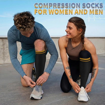 Sooverki Copper Compression Socks for Men & Women 8 Pack 15-20mmHg - Knee High Stockings Best Support for Running Athletic