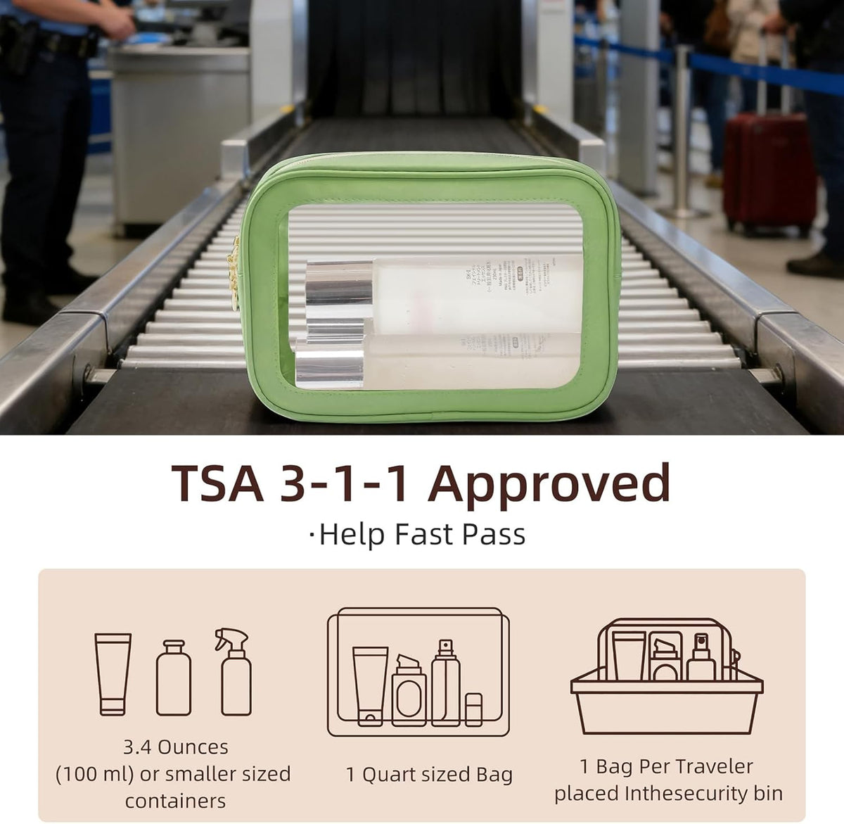 Diaper Bag Organizer Pouch Set, Clear Organizer Bags, TSA Approved Toiletry Bag, Clear Waterproof Cosmetic Bags with Zipper, Purse Organizer Pouches, Travel Organizer Bags for Woman and Kids