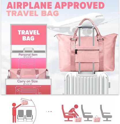Travel Duffle Bag, Weekender Travel Bag Men Small Gym Bag for Women, Hospital Bag for Labor and Delivery, Overnight Bag Luggage Bag with Trolley Sleeve, Airplane Travel Essentials for Flying(Black)