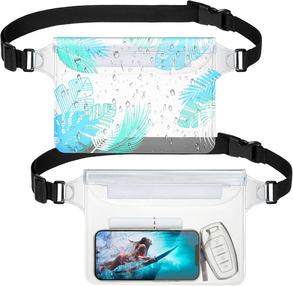 F-color Waterproof Fanny Pack - Cruise Essentials 2026 - Waterproof Pouch with Adjustable Waist Strap, Triple Zipper Roll-Top Dry Bag for Phone, Keep Passport Valuables Dry for Beach Kayaking Boating