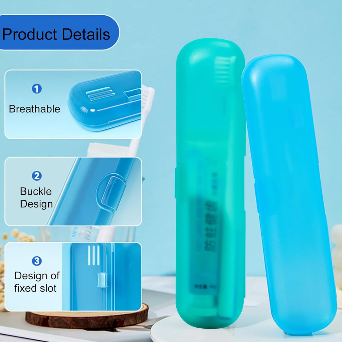 2 Packs Toothbrush Travel Case, Breathable Toothbrush Travel Holders, Compact Portable Toothbrush Holder for Travel, Vacation, Camping, Gym, Business Trips, Office, Cruise